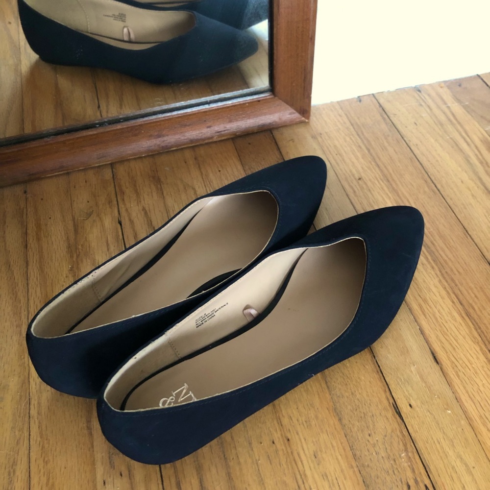 NY&C Pointed Black Faux Suede Flats. Barely worn!